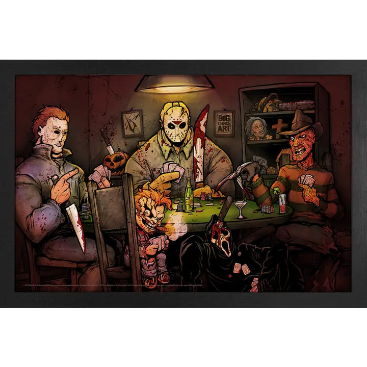 Slasher's Playing Poker Horror Character Framed Poster Print - Big Chris