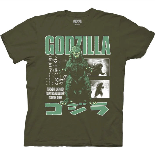 Godzilla Classic 2000 With Kanji Green Graphic T-Shirt