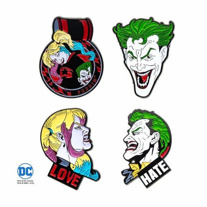 The Joker & Harley Quinn DC Comics Enamel Pin 4 Pack