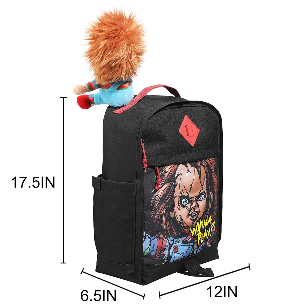 Chucky Wanna Play 17.5" Commuter Backpack with 3D Plush Character Detail