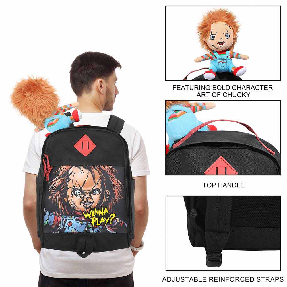 Chucky Wanna Play 17.5" Commuter Backpack with 3D Plush Character Detail