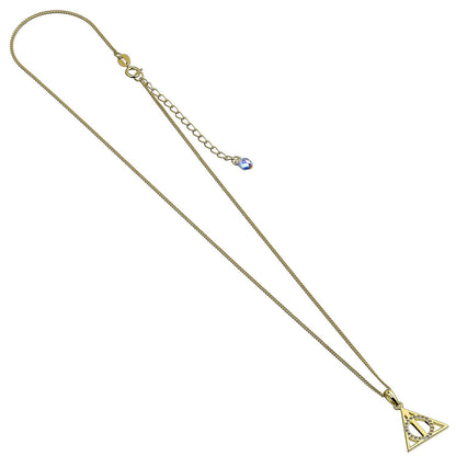 Deathly Hallows Harry Potter Yellow Gold Necklace with Crystals