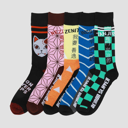 Demon Slayer Character Patterns 5-Pack Unisex Crew Socks