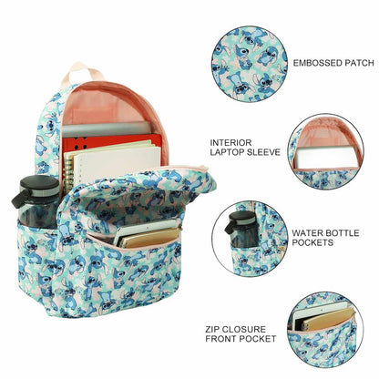 Disney Lilo & Stitch - Stitch with Scrump Blue AOP Print 16.5" Travel Backpack