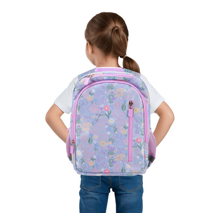 Disney Minnie Mouse Lilac Floral 14-inch Youth Backpack & Insulated Lunch Kit Set