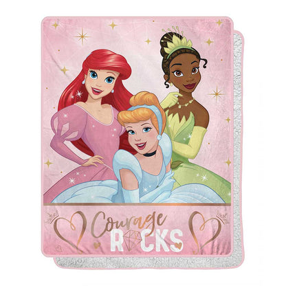 Disney Princess "Courage Rocks" Sherpa Throw Blanket
