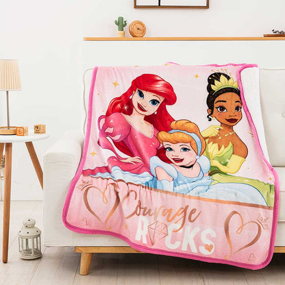 Disney Princess "Courage Rocks" Sherpa Throw Blanket