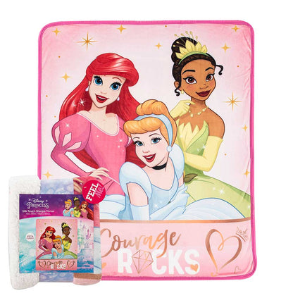 Disney Princess "Courage Rocks" Sherpa Throw Blanket
