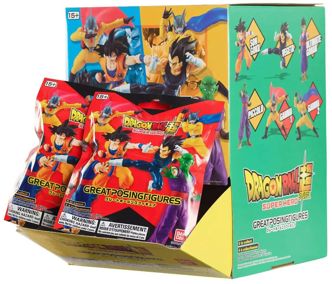 Dragon Ball Super Hero Gashapon Great Posing Figures Blind Bags Display of 24