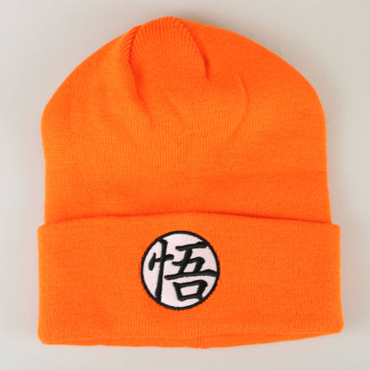 Dragon Ball Z Goku Kanji Orange Embroidered Cuff Beanie Hat