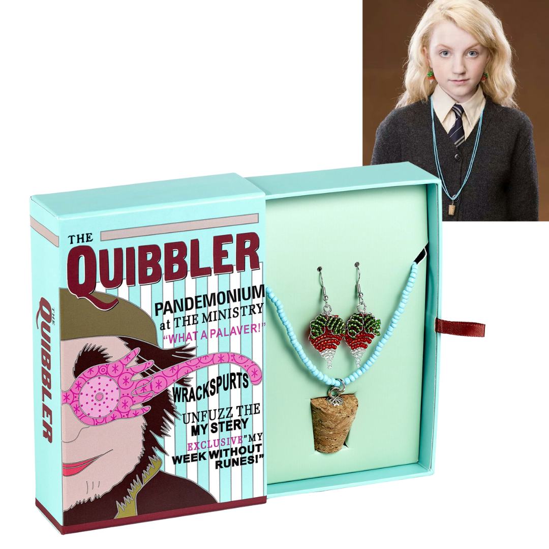 Harry Potter: Luna Lovegood Radish Earrings & Cork Necklace Jewelry Gift Set