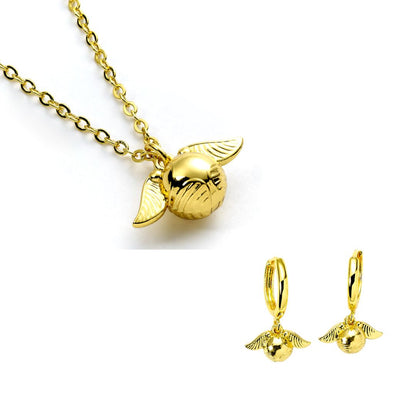 Harry Potter: Golden Snitch Necklace and Earrings Quidditch Chest Gift Set