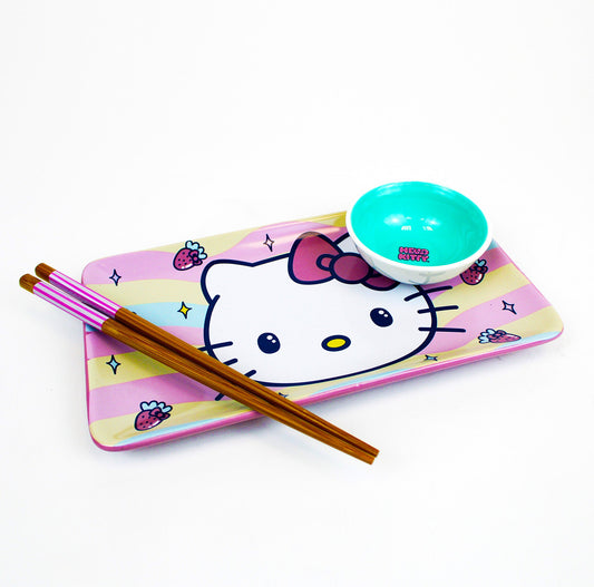 Hello Kitty Strawberry Ceramic Sushi Plate Set