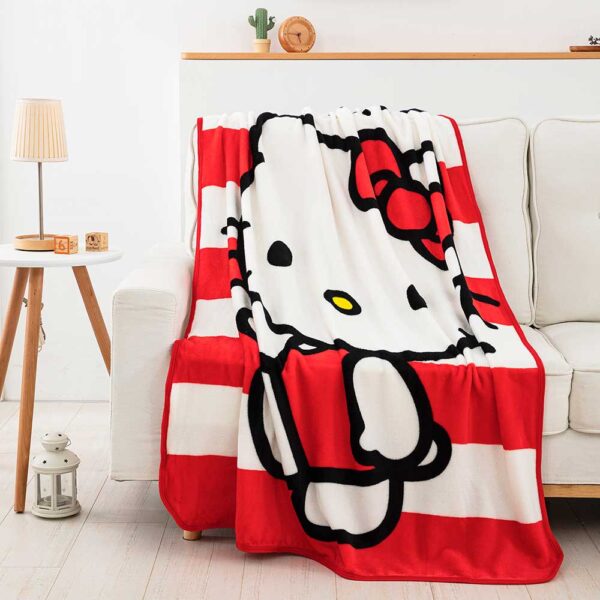 Hello Kitty (Sanrio) Waving Stripes Silk Touch Throw Blanket