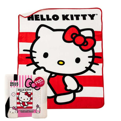 Hello Kitty (Sanrio) Waving Stripes Silk Touch Throw Blanket