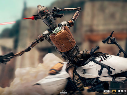 IG-11 and Grogu on Speeder (Star Wars: The Mandalorian) 1:10 Deluxe Scale Statue by Iron Studios