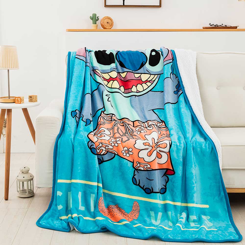 Stitch (Lilo & Stitch) "Chill Out" Disney Oversized Sherpa Backed Throw Blanket