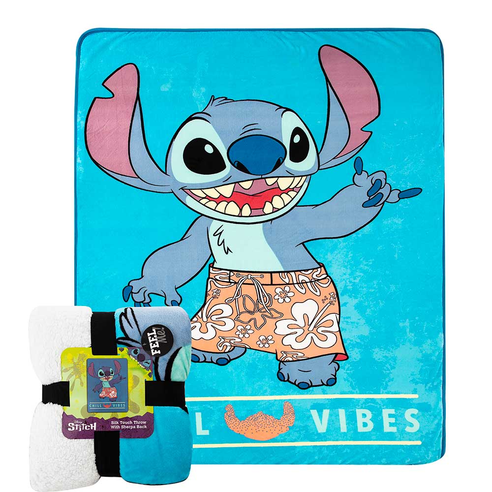 Stitch (Lilo & Stitch) "Chill Out" Disney Oversized Sherpa Backed Throw Blanket