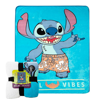 Stitch (Lilo & Stitch) "Chill Out" Disney Oversized Sherpa Backed Throw Blanket
