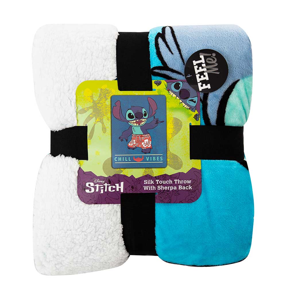 Stitch (Lilo & Stitch) "Chill Out" Disney Oversized Sherpa Backed Throw Blanket