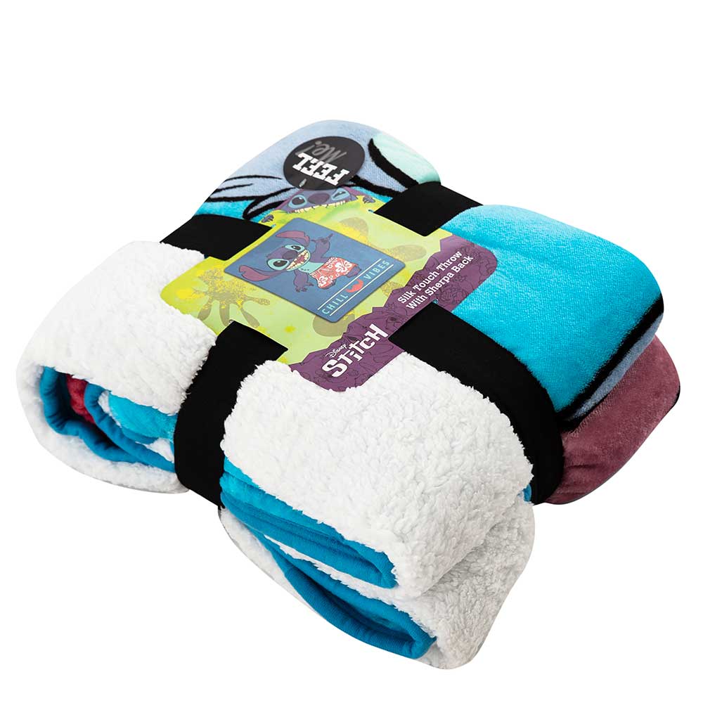Stitch (Lilo & Stitch) "Chill Out" Disney Oversized Sherpa Backed Throw Blanket