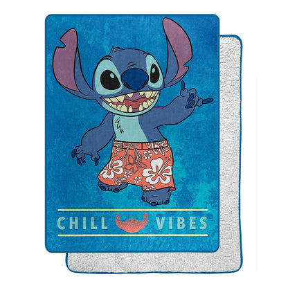 Stitch (Lilo & Stitch) "Chill Out" Disney Oversized Sherpa Backed Throw Blanket