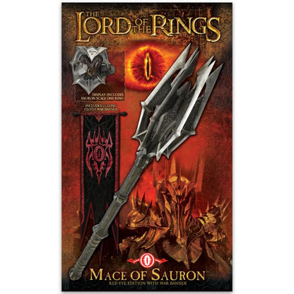 Lord of the Rings Sauron Mace and Banner Metal Replica with One Ring
