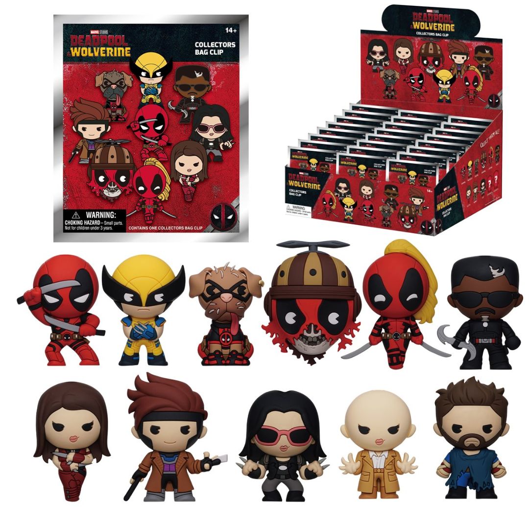 Marvel Deadpool and Wolverine: Blind Bags 3D Foam Character Bag Clips Case of 24