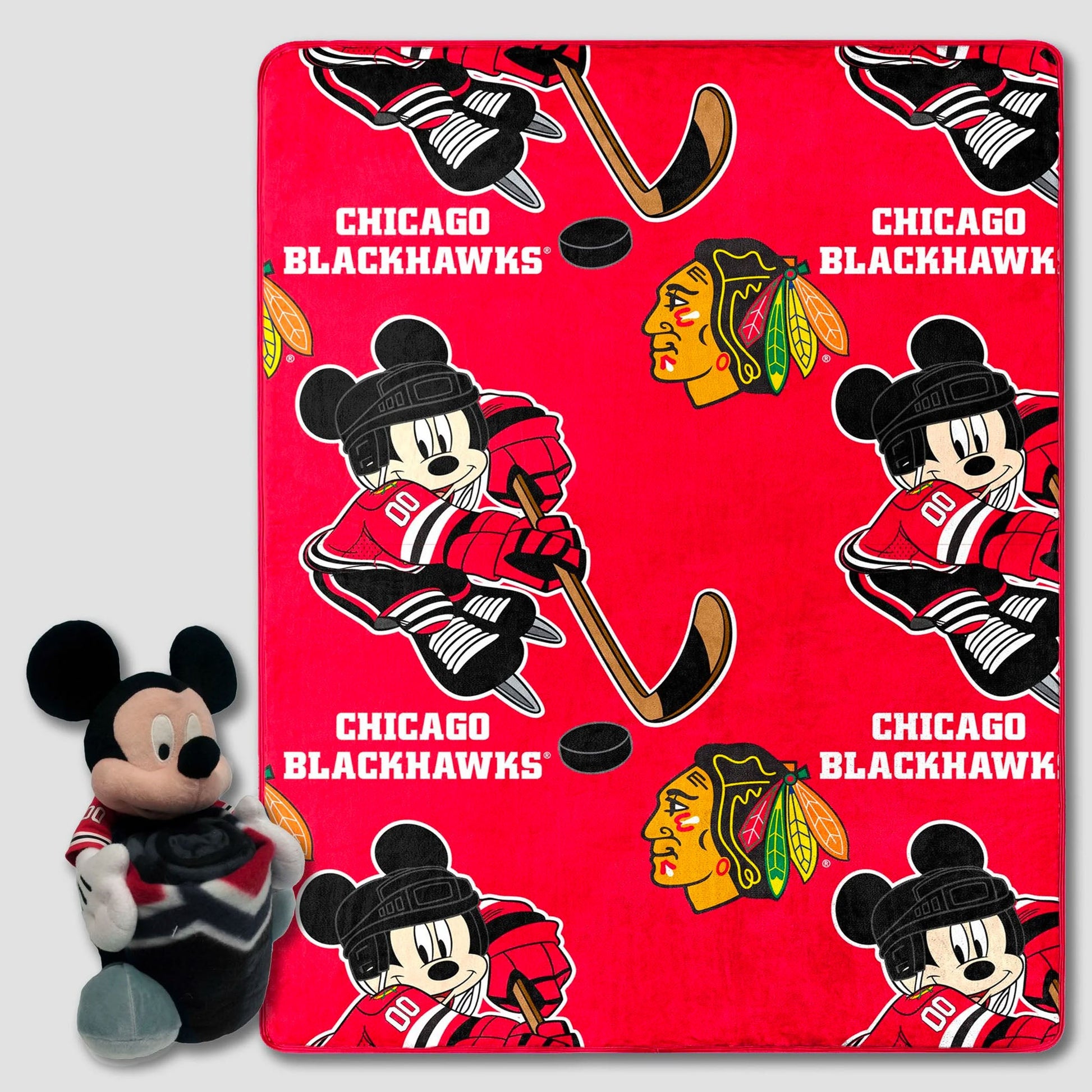 Mickey Mouse (Disney) NHL Chicago Blackhawks Plush and Throw Blanket