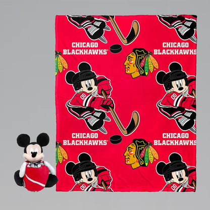 Mickey Mouse (Disney) NHL Chicago Blackhawks Plush and Throw Blanket