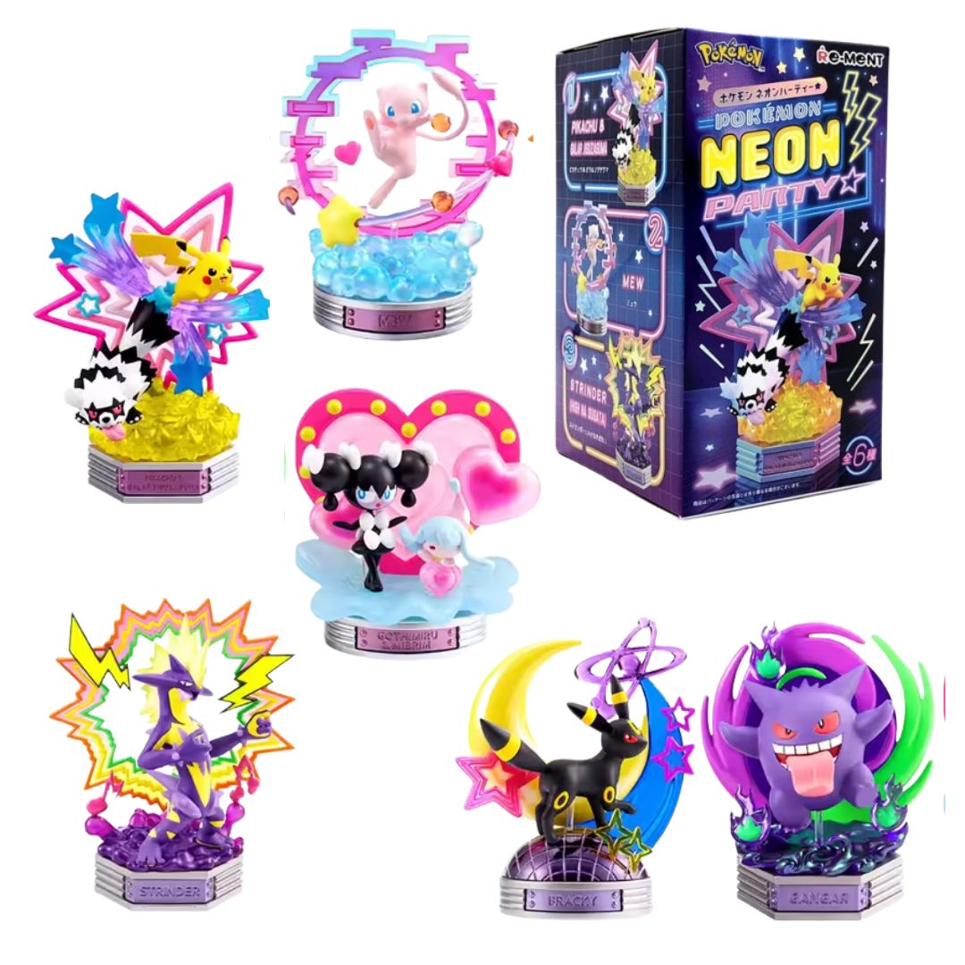 Pokemon: Neon Party Series Re-ment Blind Box Mini Figures (Full Set Case of 6)