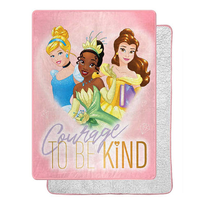 Disney Princess "Courage To be Kind" Oversized Sherpa Backed Throw Blanket