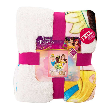 Disney Princess "Courage To be Kind" Oversized Sherpa Backed Throw Blanket
