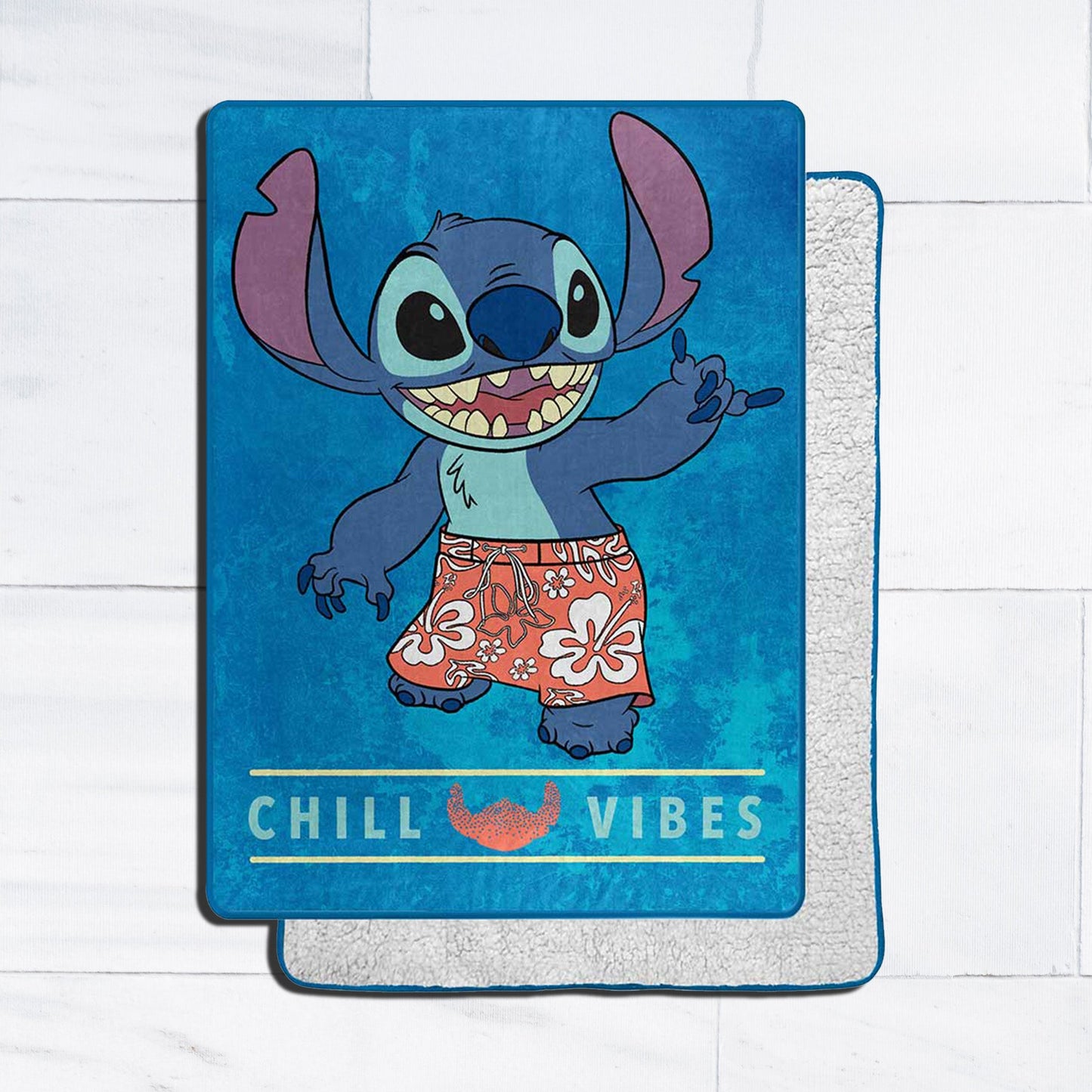 Stitch (Lilo & Stitch) "Chill Out" Disney Oversized Sherpa Backed Throw Blanket