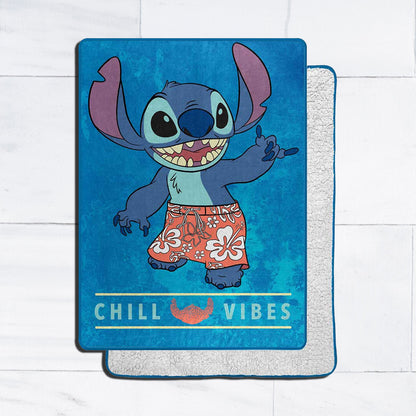Stitch (Lilo & Stitch) "Chill Out" Disney Oversized Sherpa Backed Throw Blanket
