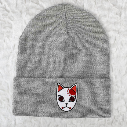 Tanjiro's Warding Mask (Demon Slayer) Embroidered Cuff Beanie Hat