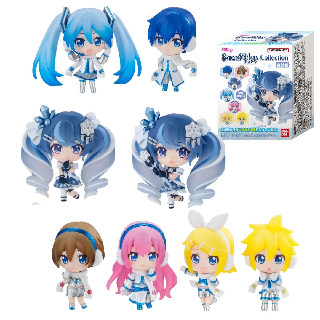 Vocaloid Snow Miku 2025: Bandai Shokugan Blind Boxes Retail Display of 8